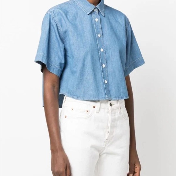 Frame Cotton Linen Cropped Shirt - Picture 3 of 15